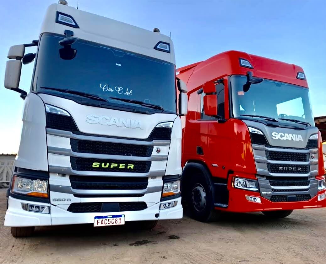 Caminhões Scania da frota Brasil Transportes